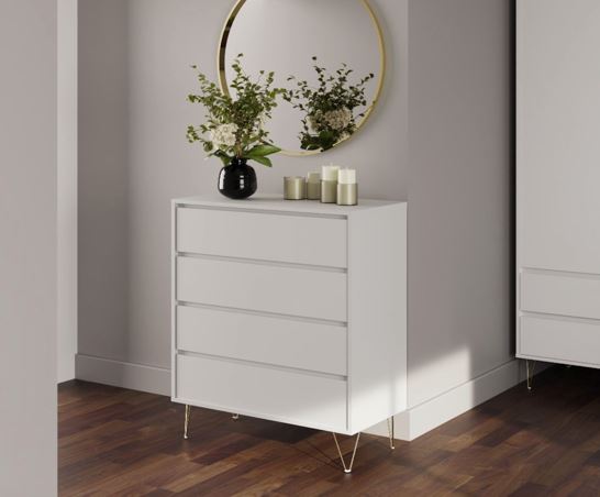 Monaco 4 Drawer Chest in White