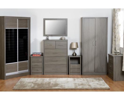Lisbon 2 Door Sliding Wardrobe - Black Wood Grain