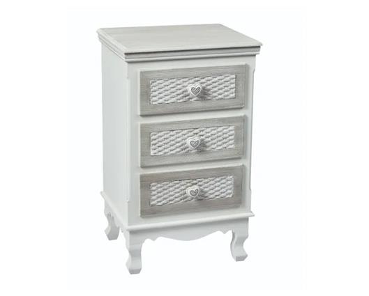 Brittany 3 Drawer Bedside White-Grey