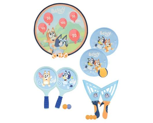 Bluey 4in1 Bumper Box Garden Games
Includes Bat and Ball, Scatch, Sticky Target Shot, Pop and Catch