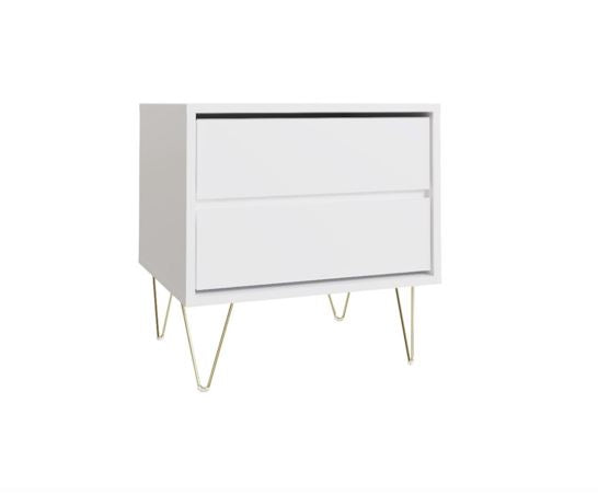 Monaco 2 Drawer Bedside in White