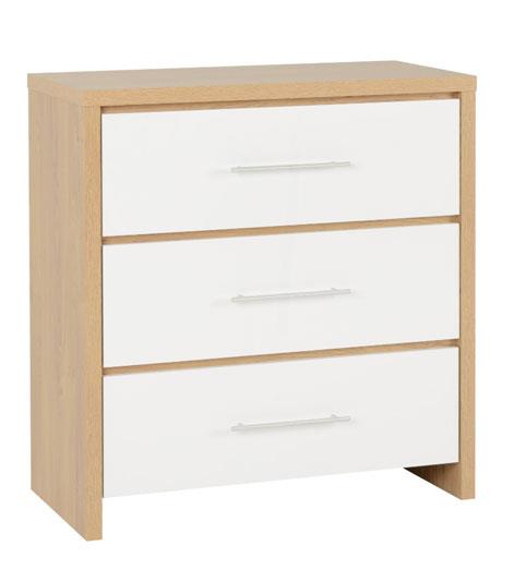 Seville Bedroom Set - White High Gloss/Light Oak Effect Veneer