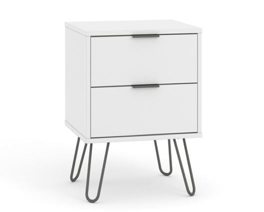 Augusta White 2 Drawer Bedside Cabinet