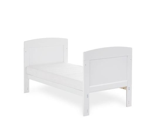 Grace Mini Cot Bed, Under Drawer + Fibre Mattress - White