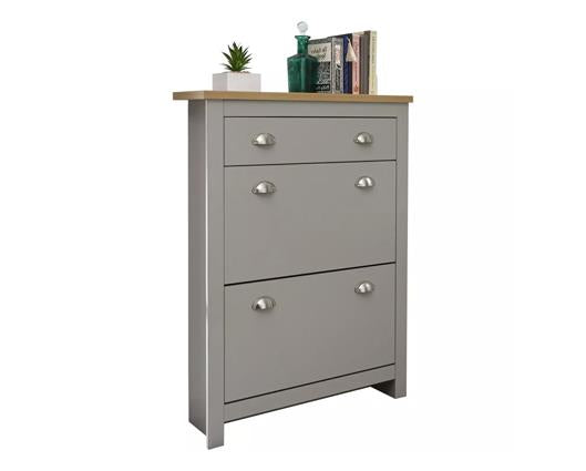 Lancaster 2dr 1drw shoe cabinet grey