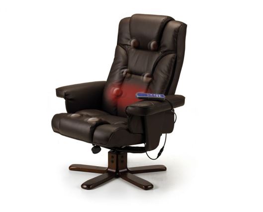 MALMO MASSAGE RECLINER & STOOL BROWN