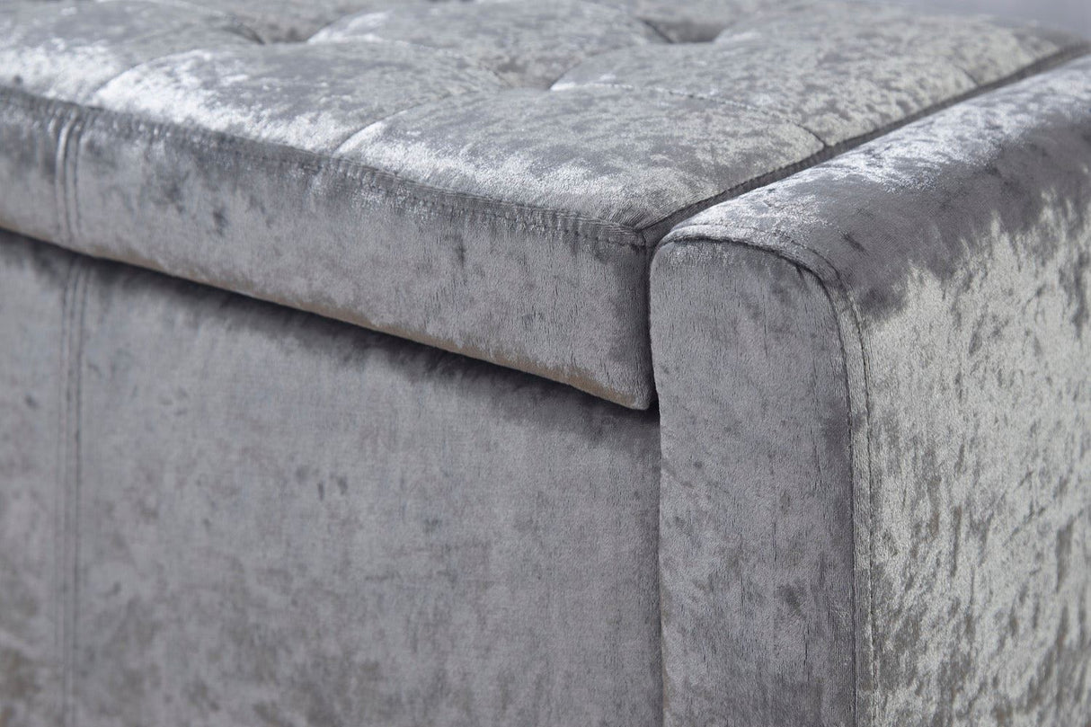Verona ottoman bench grey crushed velvet