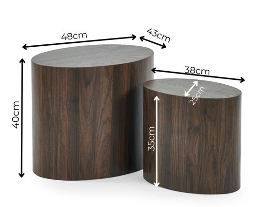 Toba Oval Nest of Tables Walnut