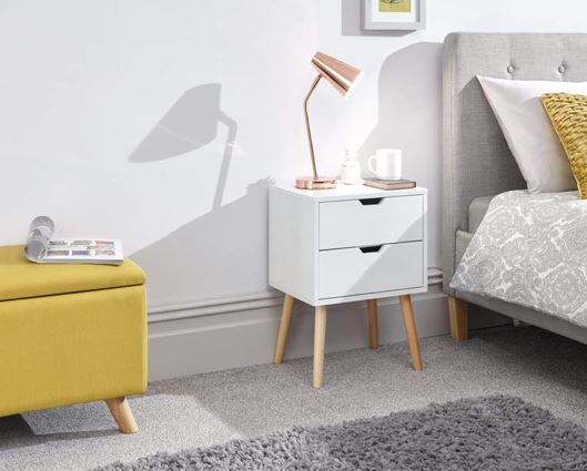 Nyborg single 2 drawer bedside white