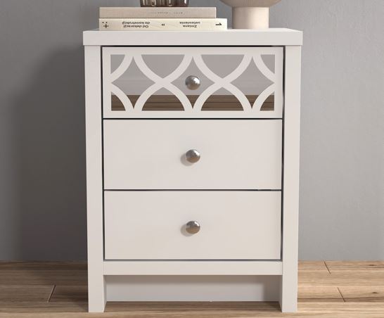 Arianna 3 Drawer Bedside Table White