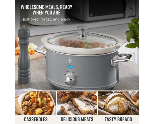 Swan 3.5L Slow Cooker Retro Grey