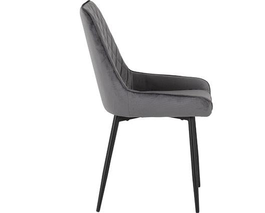 MARLOW & AVERY DINING SET (X4 CHAIRS) - BLACK MARBLE/GREY VELVET
