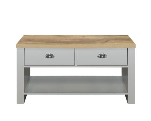 Highgate 2 Drawer Coffee Table-Grey