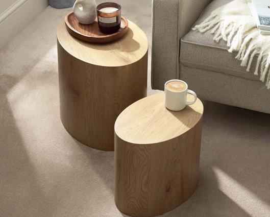 Toba Oval Nest of Tables Light Oak