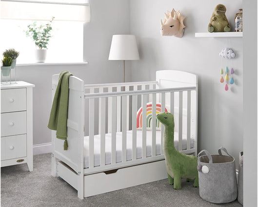 Grace Mini Cot Bed & Under Drawer - White