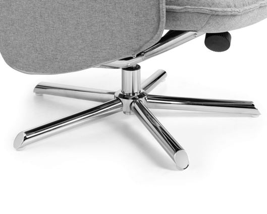 ARIA RECLINER & STOOL WITH CHROME BASE - GREY LINEN