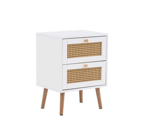 Croxley 2 Drawer Rattan Bedside White