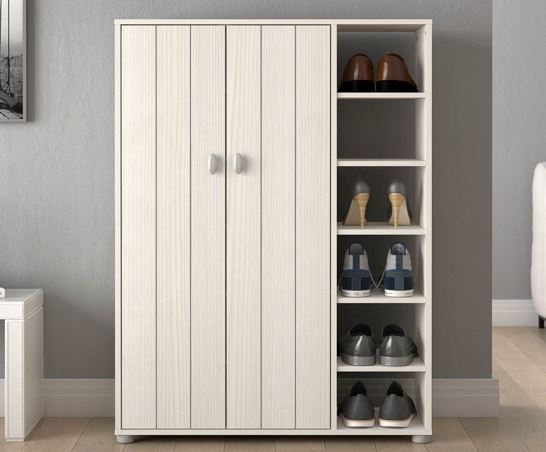 Bideford Tall Shoe Cabinet White