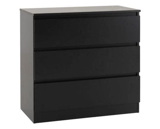 Malvern 3 Drawer Chest - Black