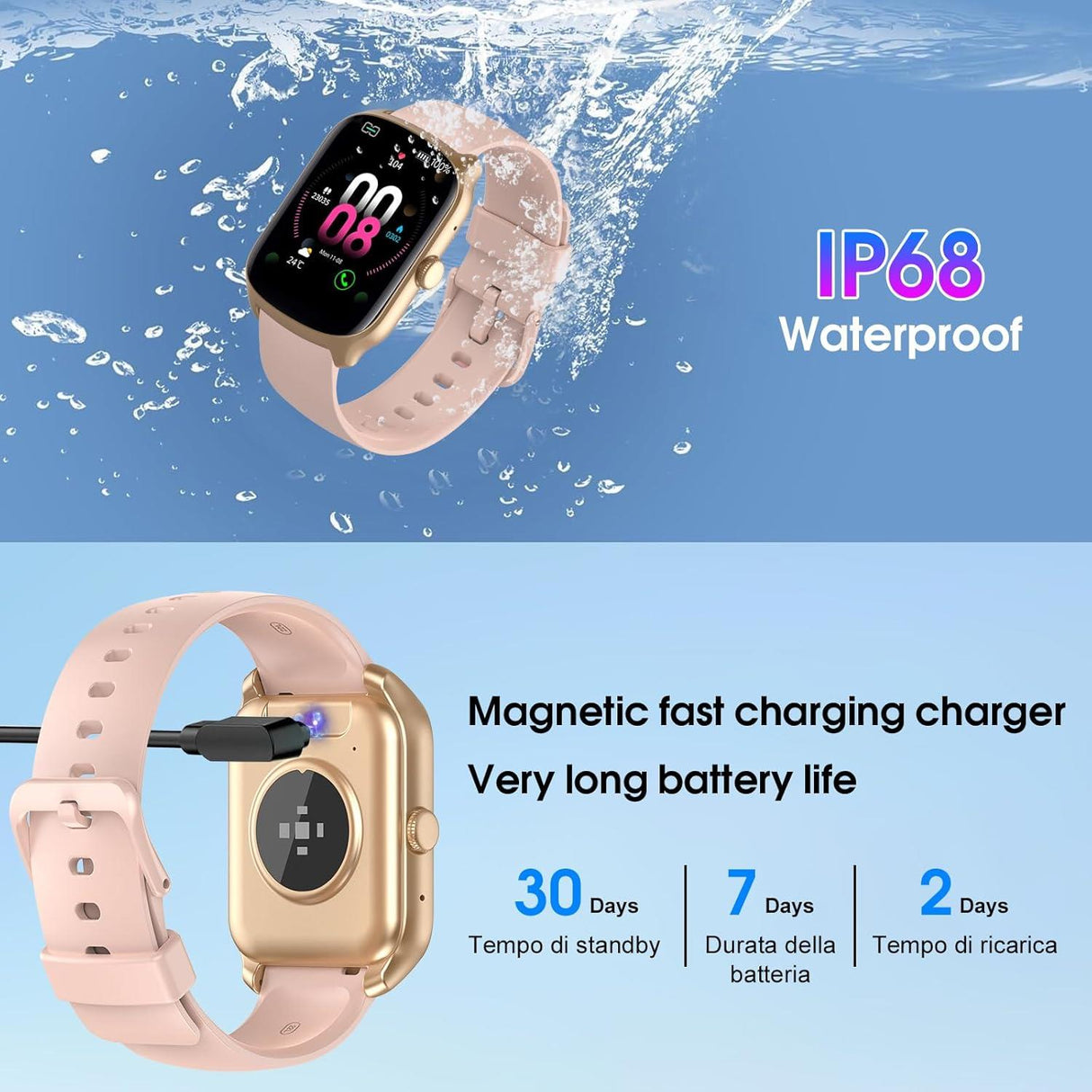 Smart Watch for Women Men - Pink