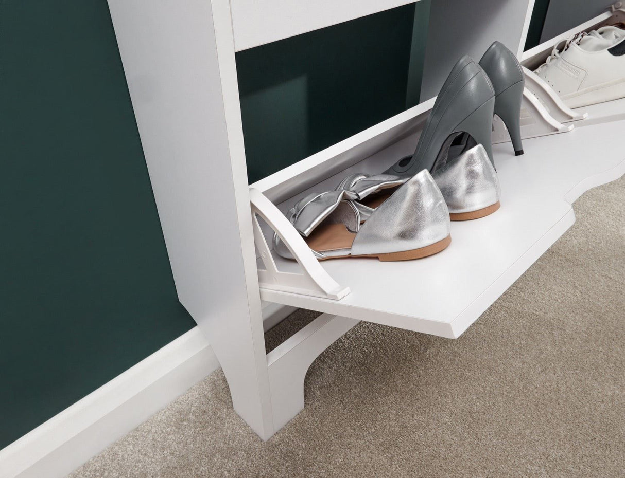 Narrow 6 drawer shoe cabinet white