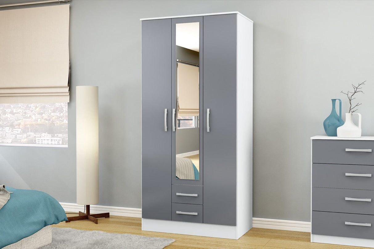 Lynx 3 Door 2 Drawer Wardrobe With Mirror