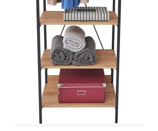 Claire Open Wardrobe with 4 Shelves- Riveria Oak