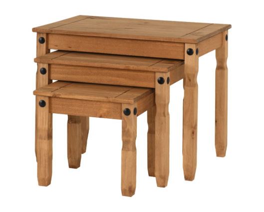 Corona Nest Of Tables - Distressed Waxed Pine