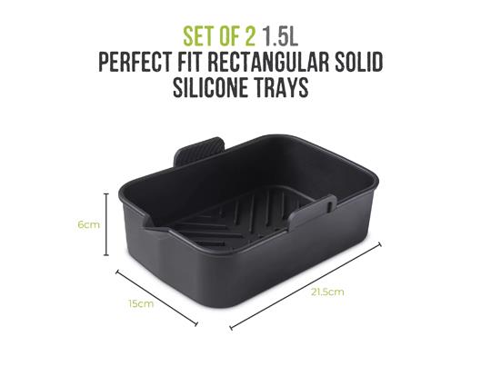 Set of 2 Silicone Rectangular Solid Air Fryer Trays