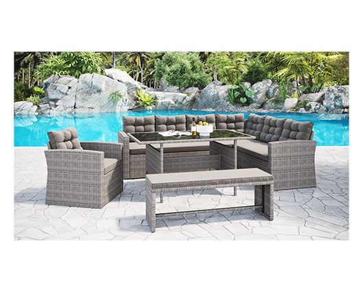 Two Tone Grey Rattan Dark Grey 5pcs Corner Group