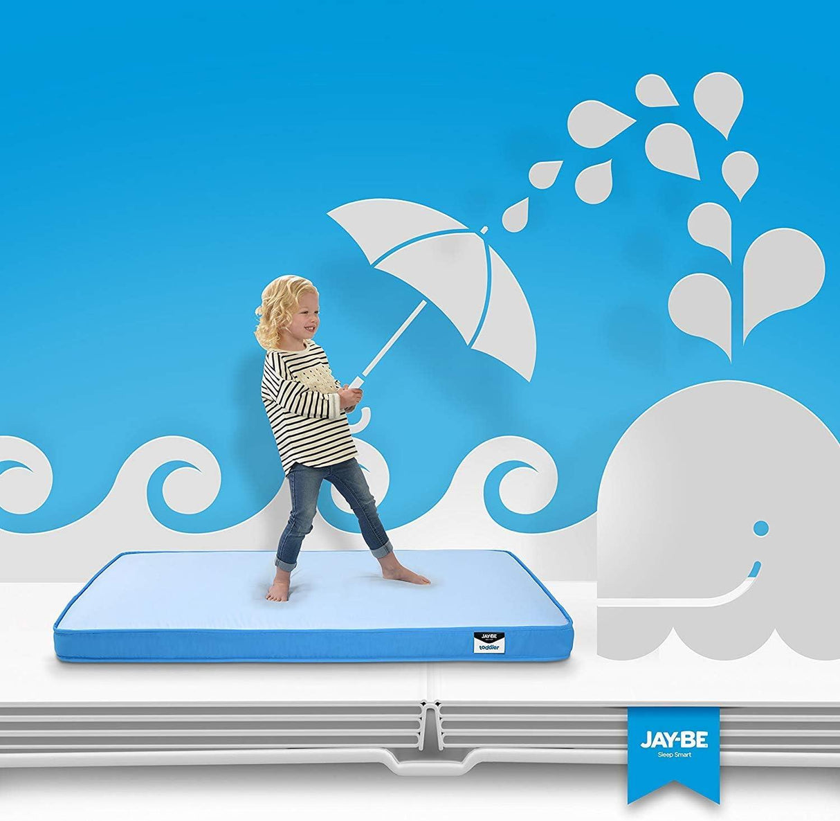 Jay-Be Toddler Waterproof Anti-Allergy Anti-Microbial Foam Free Sprung Mattress - Suitable for 2+ years of age