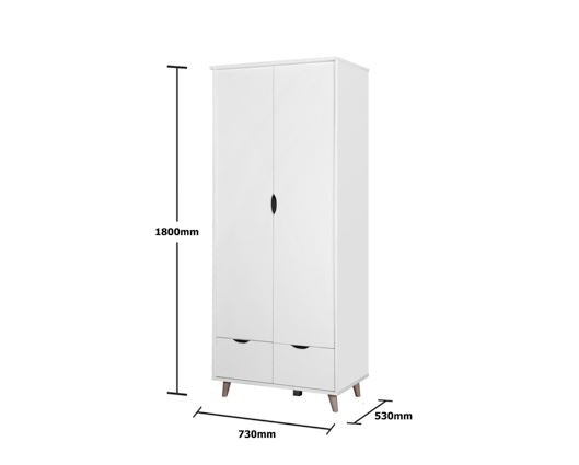 2 Door Wardrobe with 2 Drawers