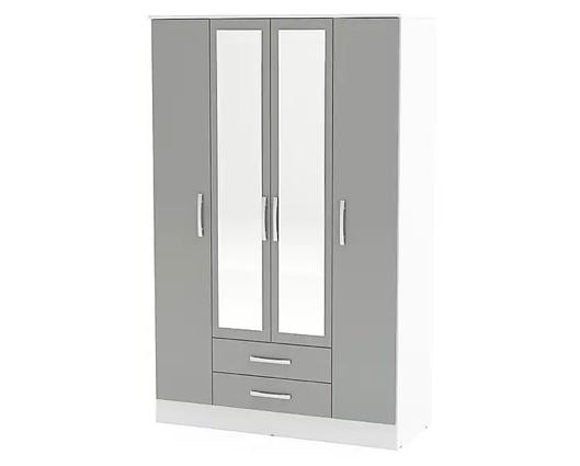 Lynx 4 Door 2 Drawer Wardrobe With Mirror