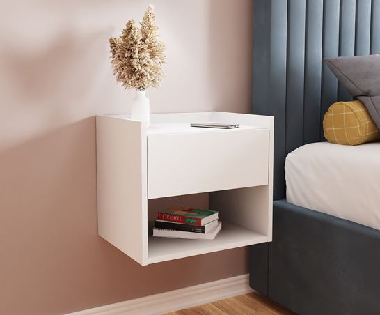 Harmony Wall Mounted Pair Of Bedside Tables White