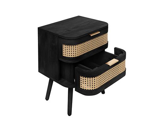 Noah 2 Drawer Bedside - Black