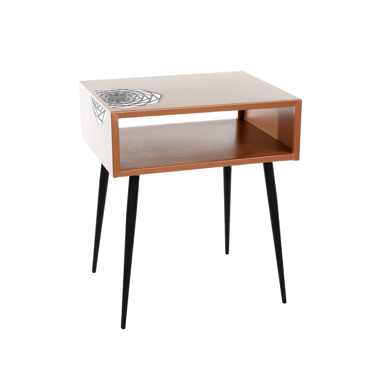 Galaxy metal bedside table, copper with black legs