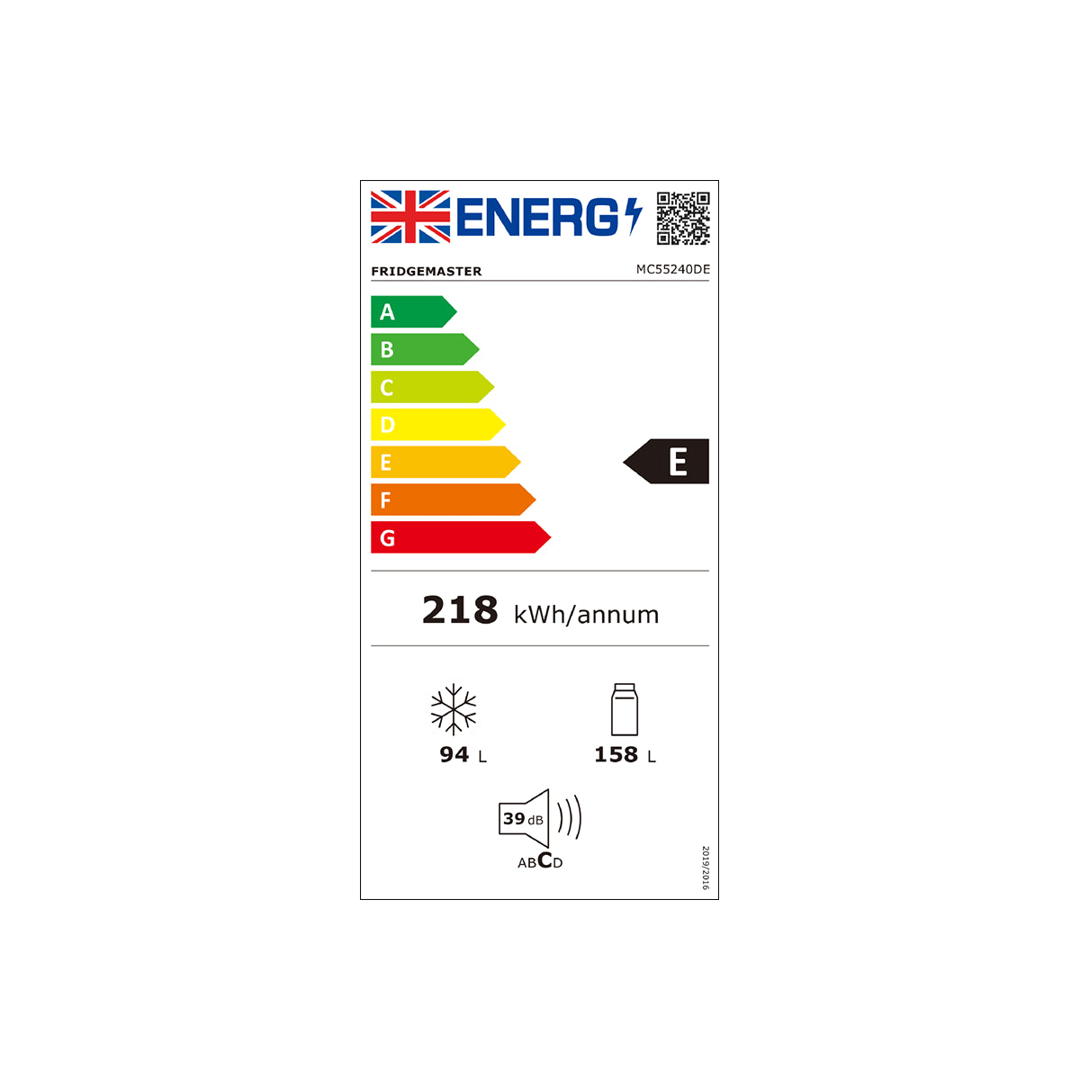 Fridgemaster 175cm 50/50 Freestanding Fridge Freezer White
