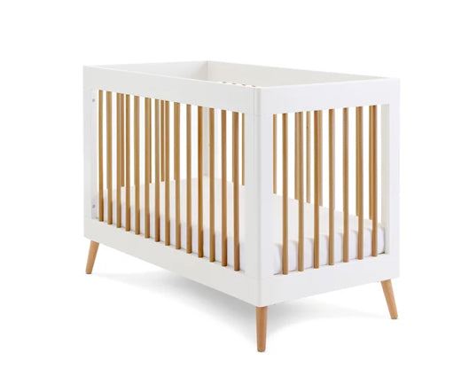 Maya Mini Cot Bed - White with Natural