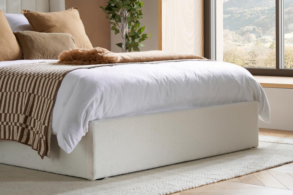 Maisey Ottoman Bed White Boucle - Double
