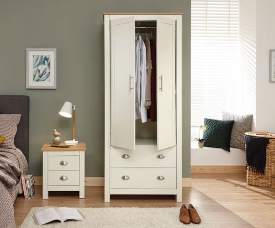 Lancaster 2 Door 2 Drawer Wardrobe Cream