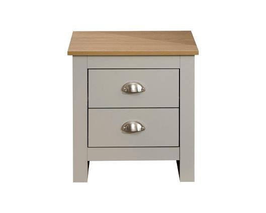Lancaster 2 drawer bedside grey