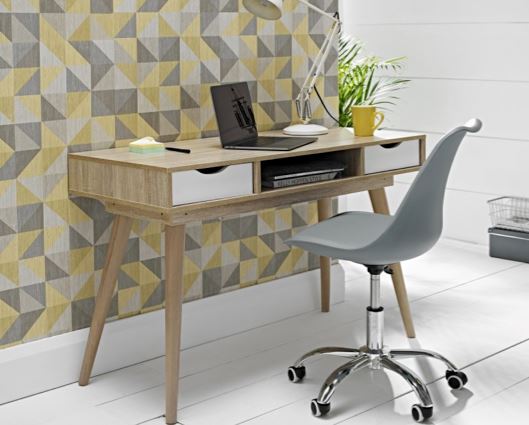 Scandi Desk Oak With White Drawers