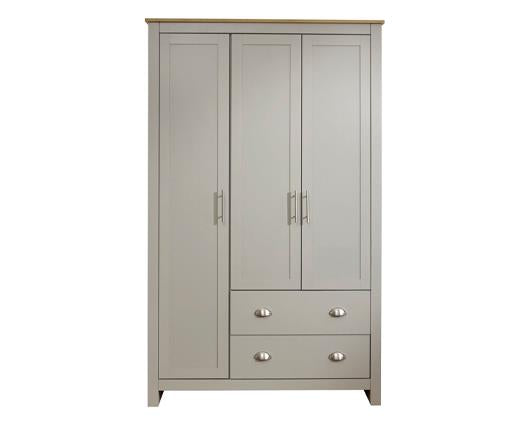 Lancaster 3 door 2 drawer wardrobe grey
