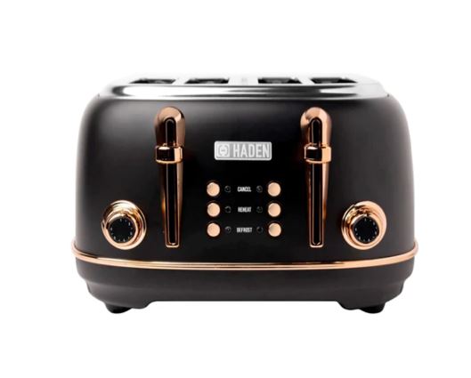 Haden Heritage Black & Copper 4 Slice Toaster