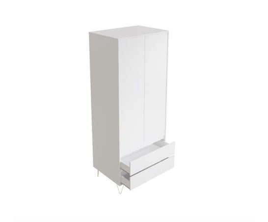 Monaco 2 Door 2 Drawer Wardrobe in White