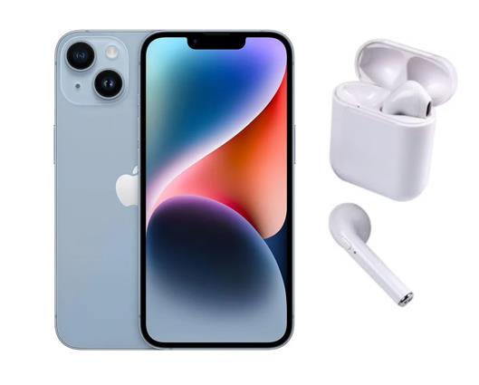 Refurbished Apple iPhone 14 128GB Blue with Wireless Headphones
