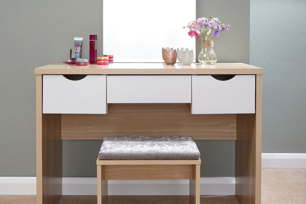 Elizabeth dressing table set oak + white