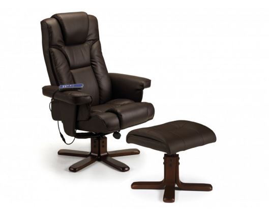 MALMO MASSAGE RECLINER & STOOL BROWN