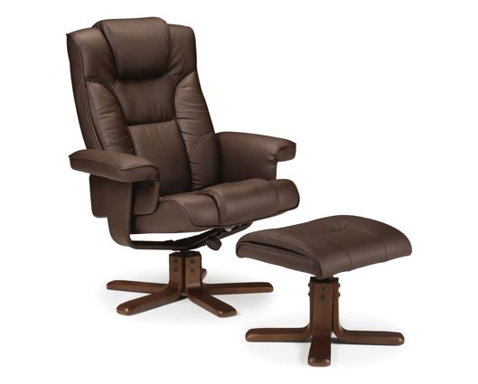 MALMO SWIVEL RECLINER & STOOL BROWN