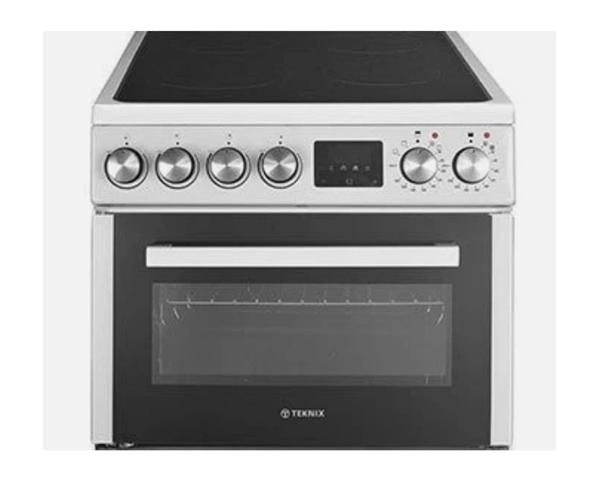 Teknix TKED54W 50cm Twin Cavity Electric Oven with Ceramic Hob